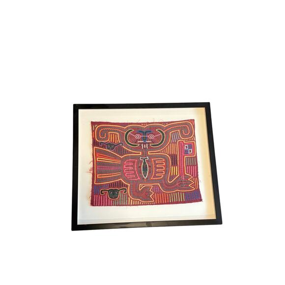 [Vintage] Framed Kuna Mola Panama Textile Art - 18x20
